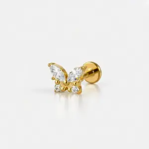 Piercing Titanyum Tragus Kelebek Sarı 8mm