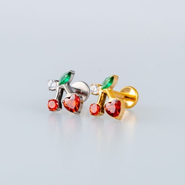 Piercing Titanyum Tragus Kiraz Sarı