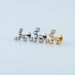 Piercing Titanyum Tragus Sarı 3mm Taşlı