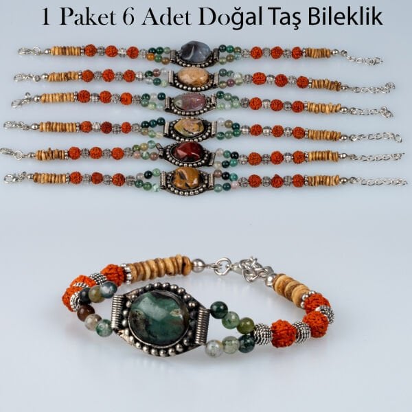 Etnik Doğal Taş Bileklik 1 Paket 6 Adet