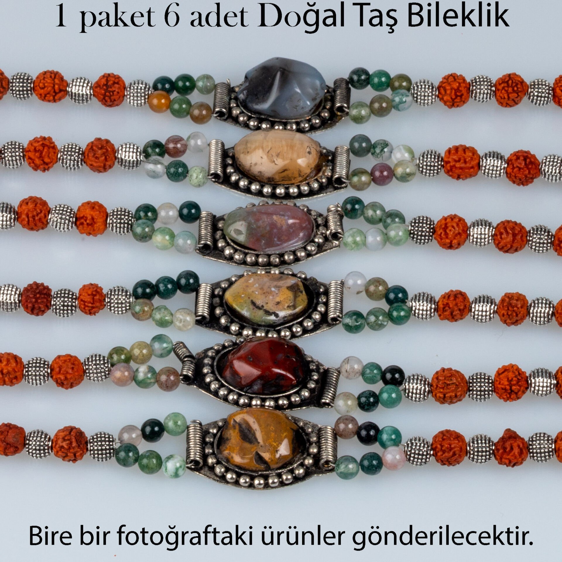Etnik Doğal Taş Bileklik 1 Paket 6 Adet Paket 1