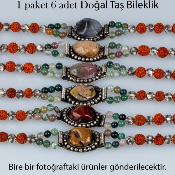 Etnik Doğal Taş Bileklik 1 Paket 6 Adet Paket 1
