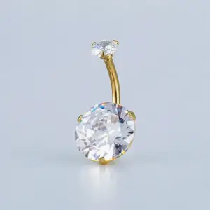 Piercing Göbek 12mm Yuvarlak Taş Sarı