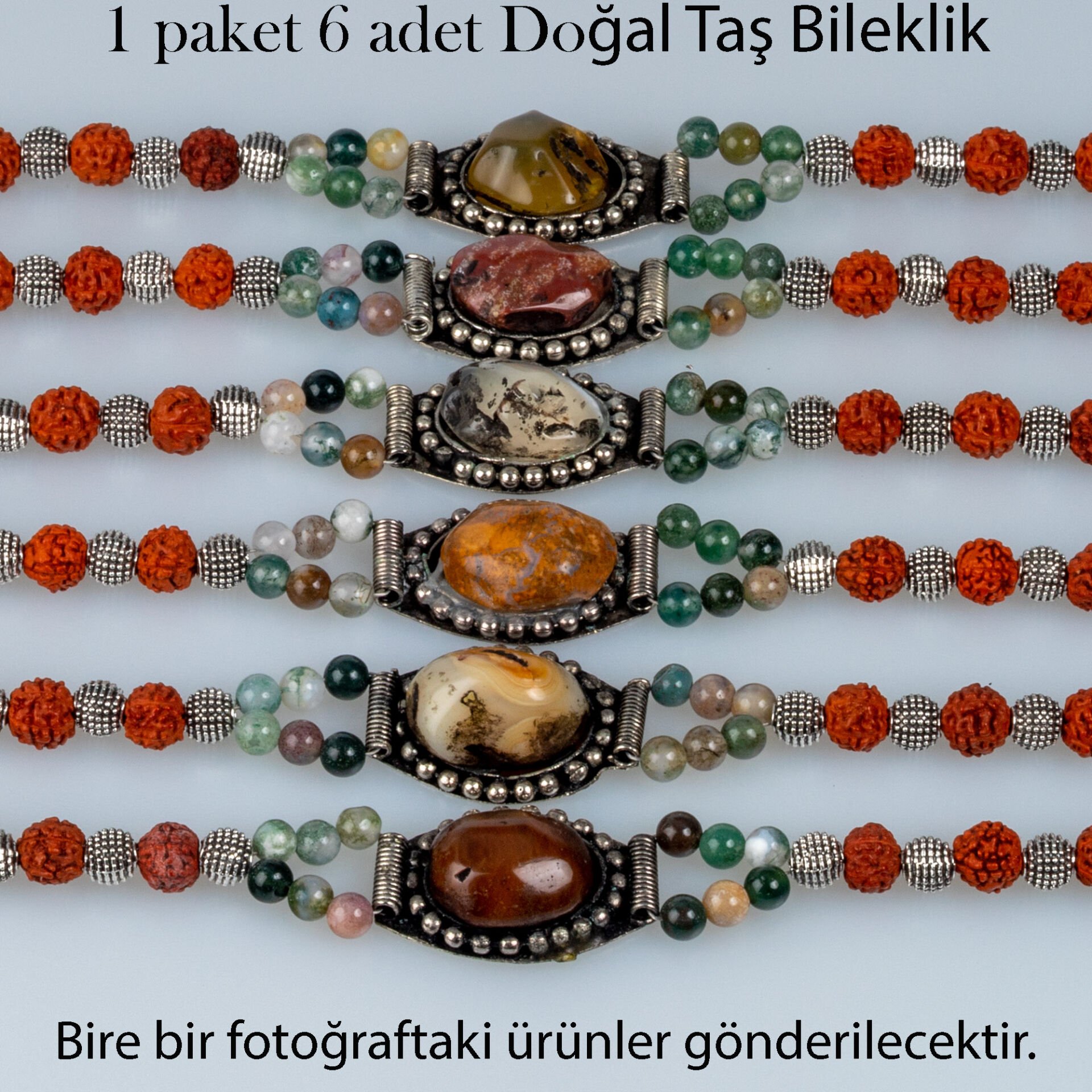 Etnik Doğal Taş Bileklik 1 Paket 6 Adet Paket 3