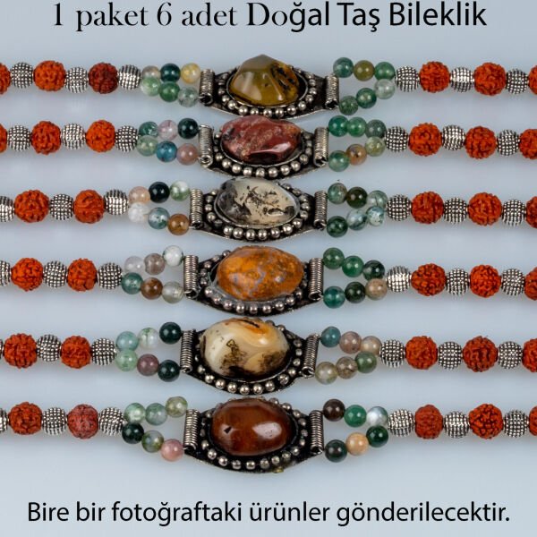 Etnik Doğal Taş Bileklik 1 Paket 6 Adet Paket 3