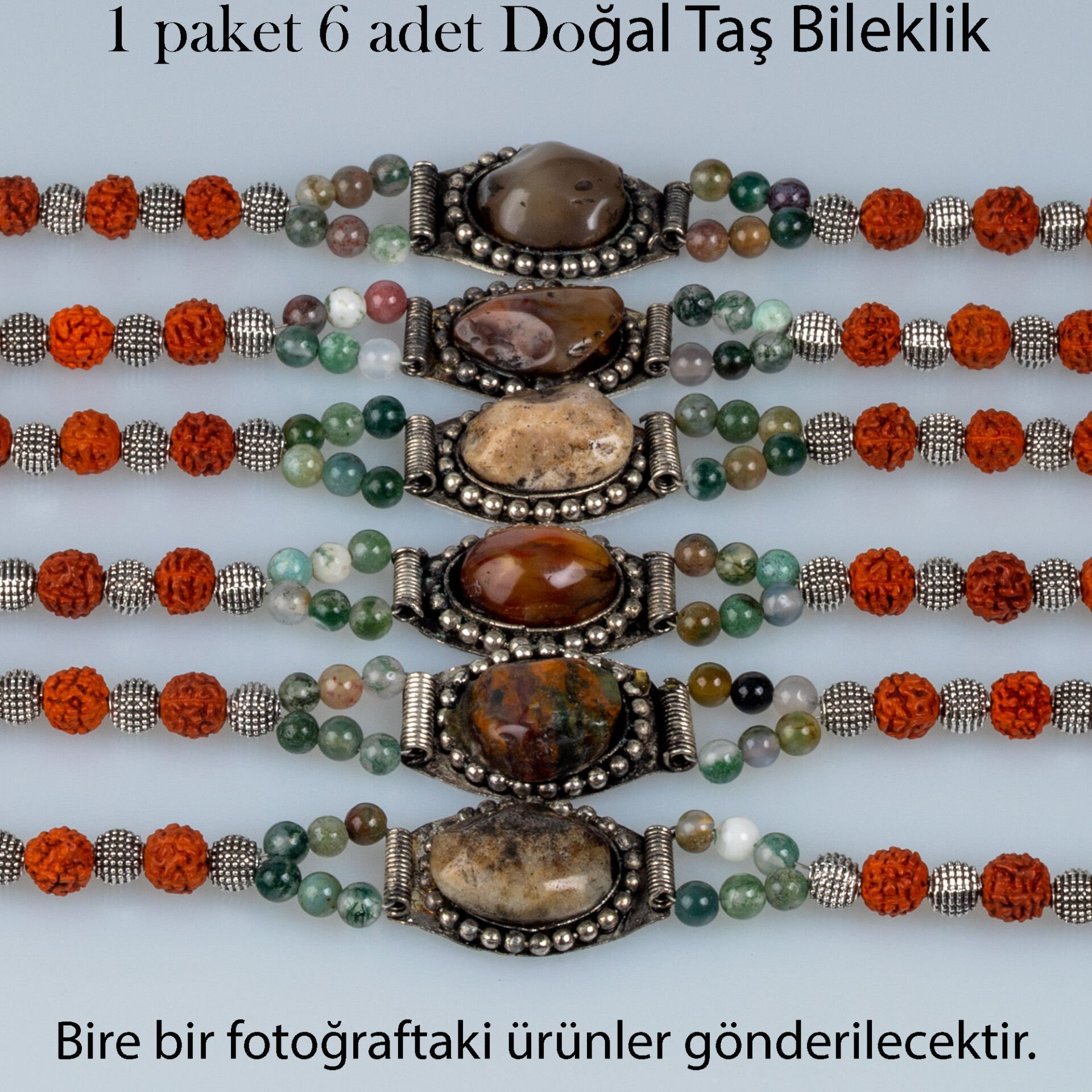 Etnik Doğal Taş Bileklik 1 Paket 6 Adet Paket 4