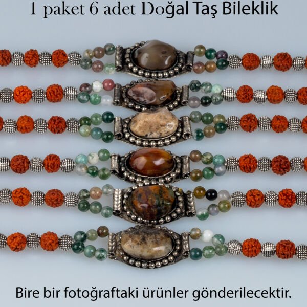 Etnik Doğal Taş Bileklik 1 Paket 6 Adet Paket 4