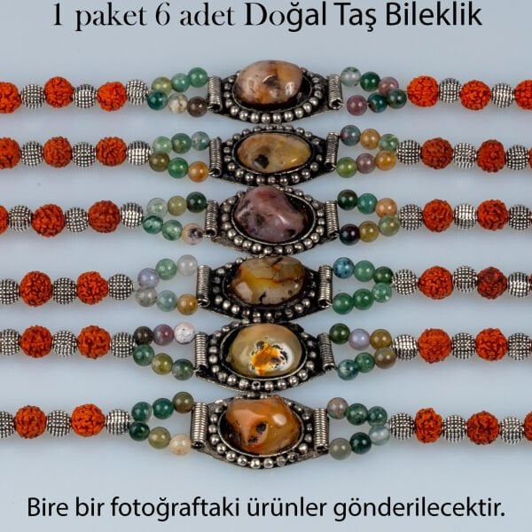 Etnik Doğal Taş Bileklik 1 Paket 6 Adet Paket 5