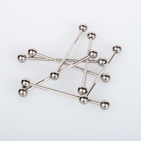 Toptan G23 Titanyum Piercing Köprü Taşlı 1.6mm Bar İlk Delim