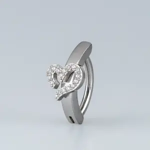 Toptan Piercing 316L Cerrahi Çelik Taşlı Kalp Ters Göbek Vos Etnik Takı