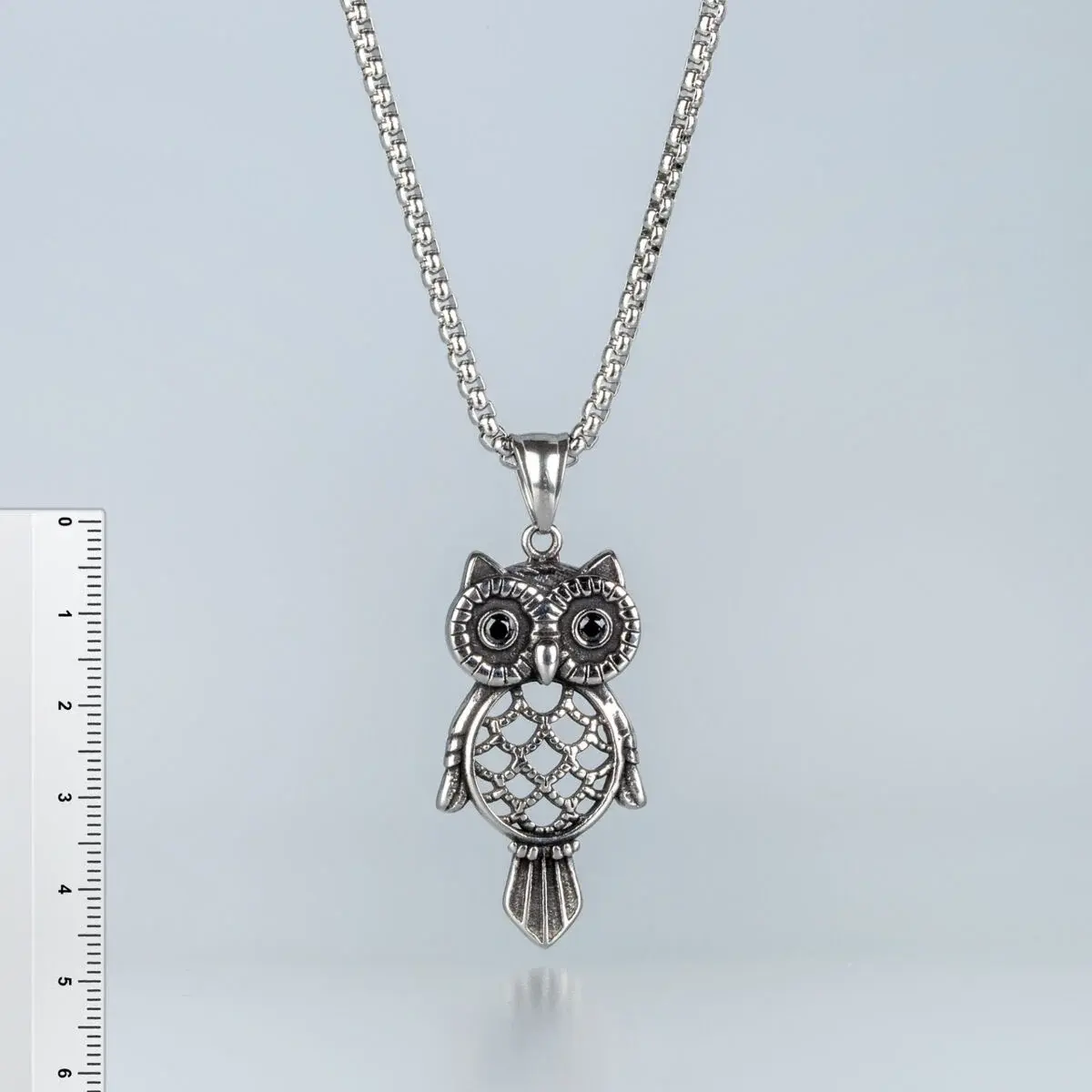 Toptan Baykuş Gotik Çelik Erkek Kolye