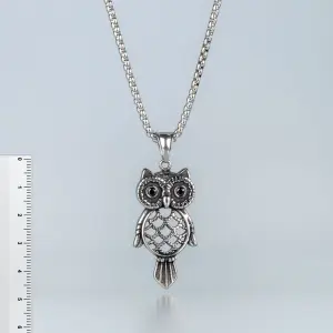 Toptan Baykuş Gotik Çelik Erkek Kolye