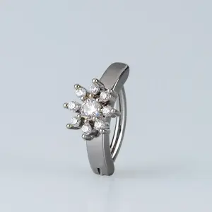 Toptan Piercing 316L Cerrahi Çelik Taşlı Çiçek Ters Göbek Vos Etnik Takı