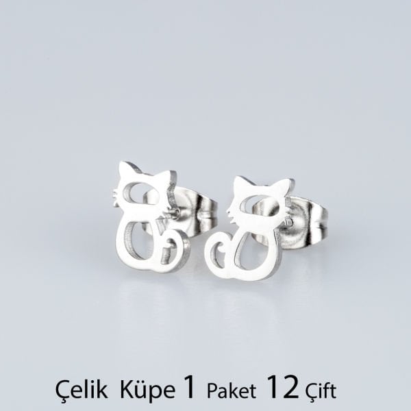 Çelik Küpe Kedi Paket