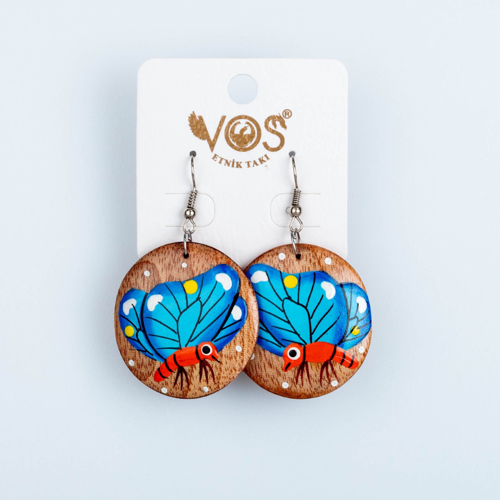 El Yapımı Ahşap Küpe Kelebek 5 Renk Seçeneği