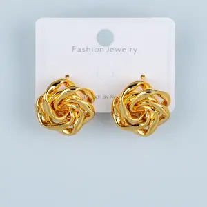 Toptan Sarmal Kıvrım Gold Butik Küpe