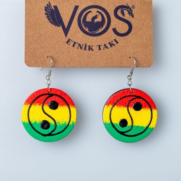 Wooden Earring Yin Yang