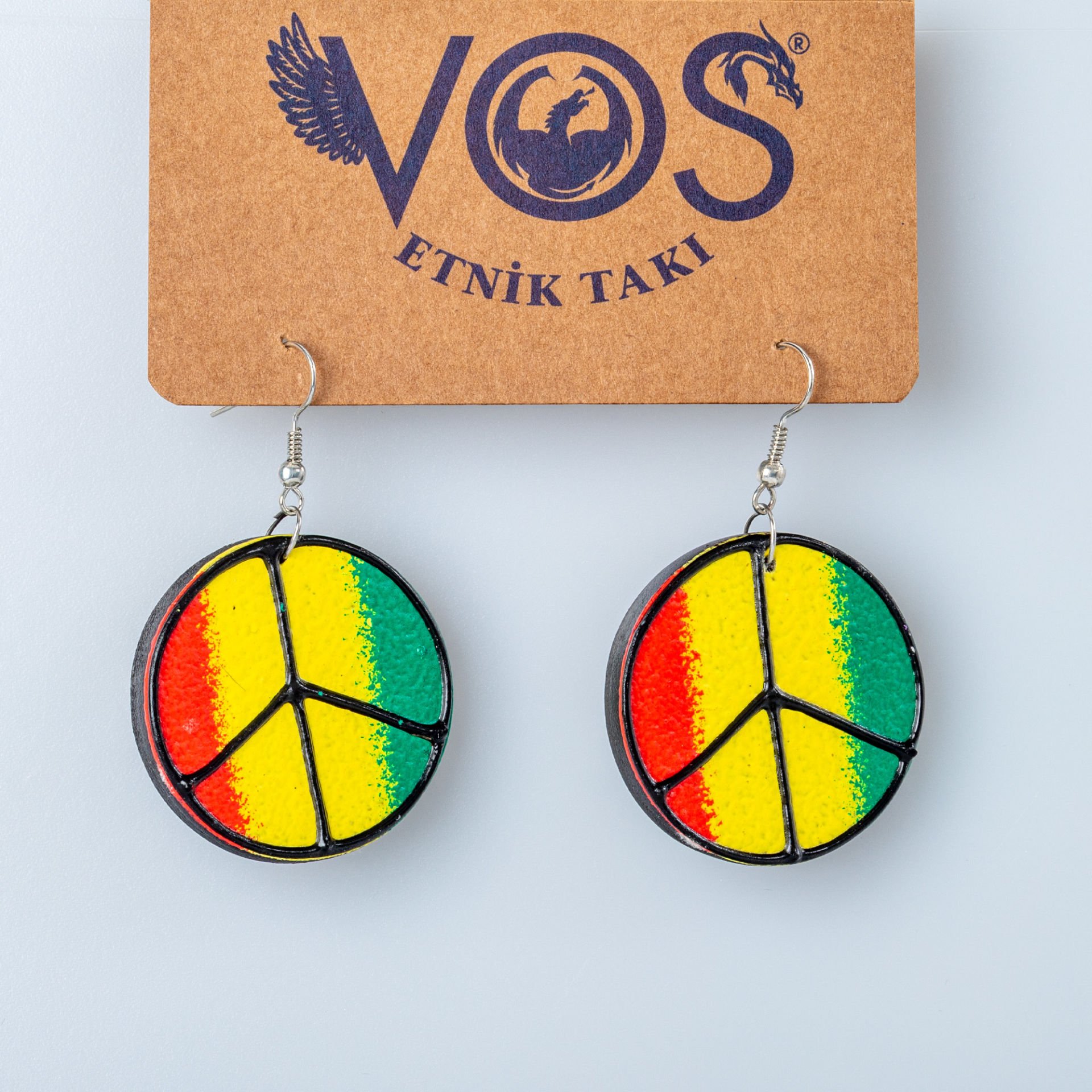 El Yapımı Ahşap Küpe Barış