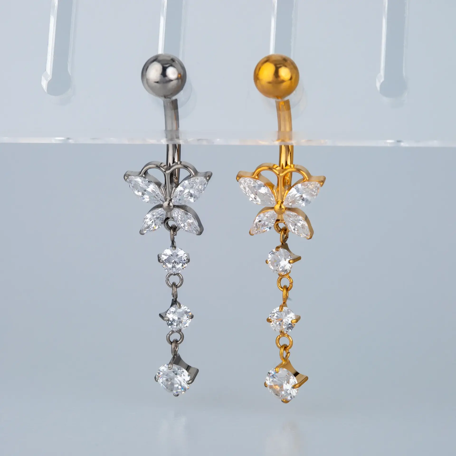 Piercing G23 Titanyum Göbek Fashion Kelebek Sarı