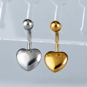 Toptan Piercing 316L Cerrahi Çelik Sade Kalp Göbek Vos Etnik Takı Beyaz