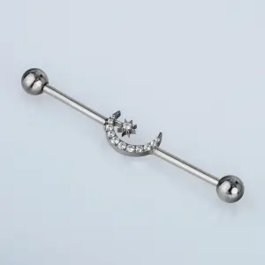 Piercing G23 Titanyum Köprü 1.6mm Bar 38mm Ay Yıldız