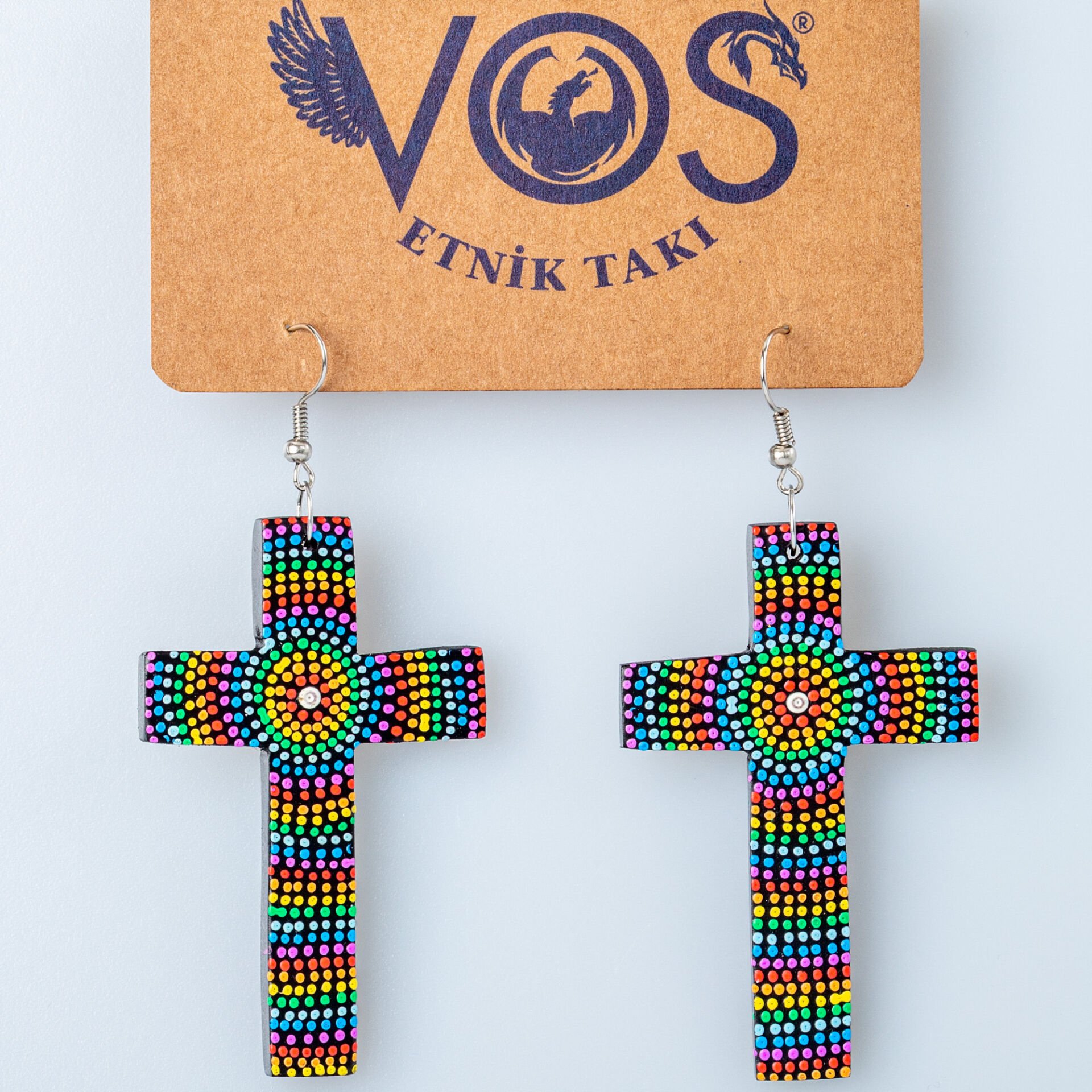 Wooden Earring Crucifix