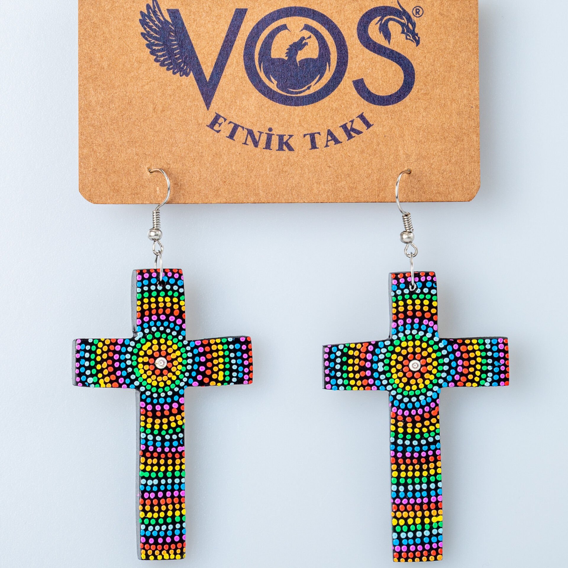 El Yapımı Ahşap Küpe Haç