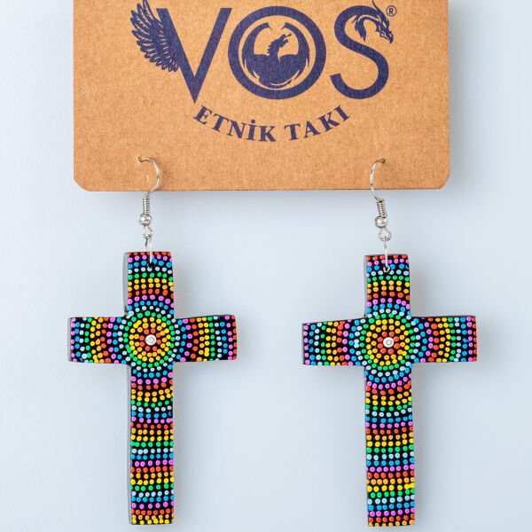 Wooden Earring Crucifix