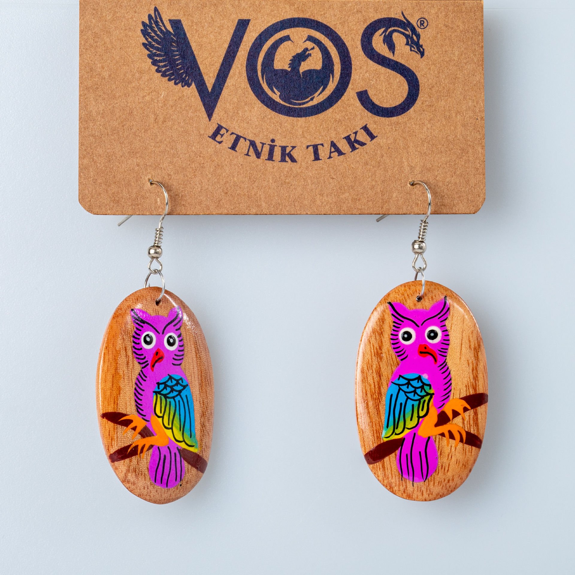 Wooden Earring Owl