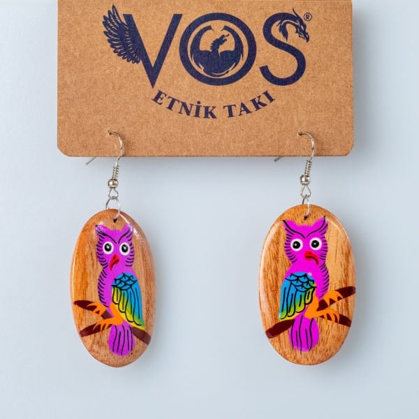 Wooden Earring Owl