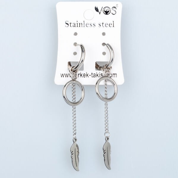 Steel Earring Leaf - Pair