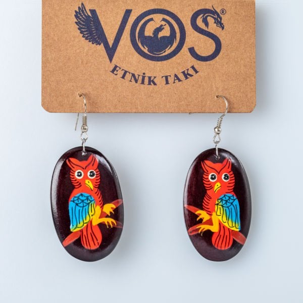 Wooden Earring Owl