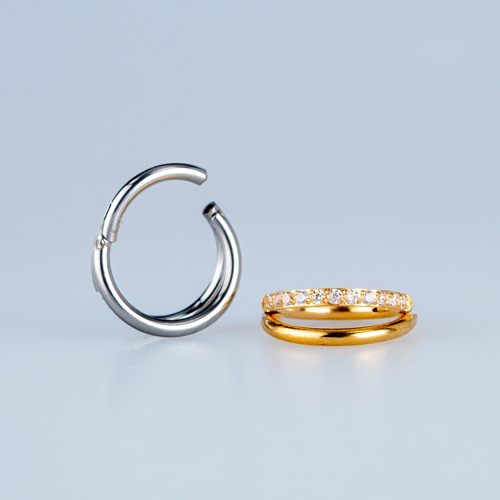 Piercing Çelik Halka Segment 2 li Taşlı