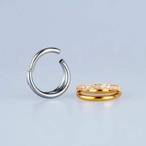 Piercing Çelik Halka Segment 2 li Taşlı