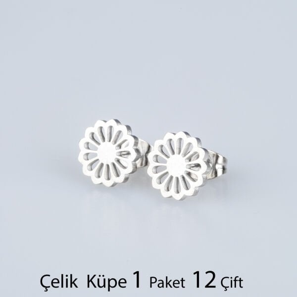 Çelik Küpe Çiçek Paket