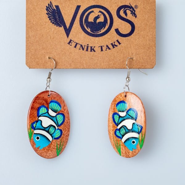 Wooden Earring Fish