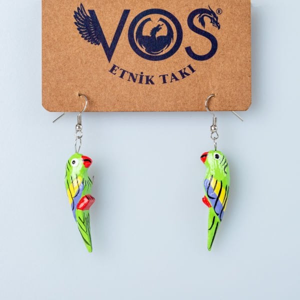 Wooden Earring Parrot