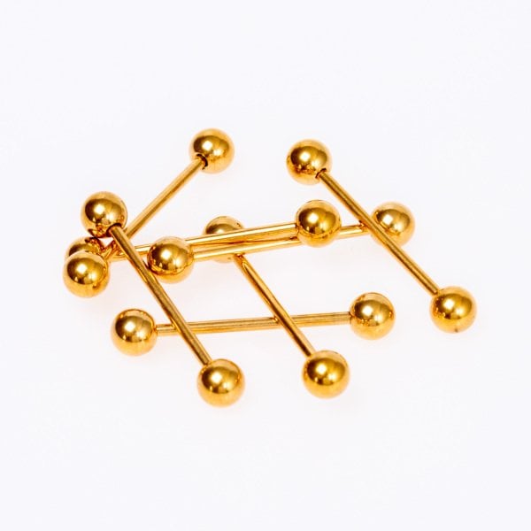 Toptan Gold Titanyum G23 Dil Piercing 1.6mm Bar Boyu: 18mm