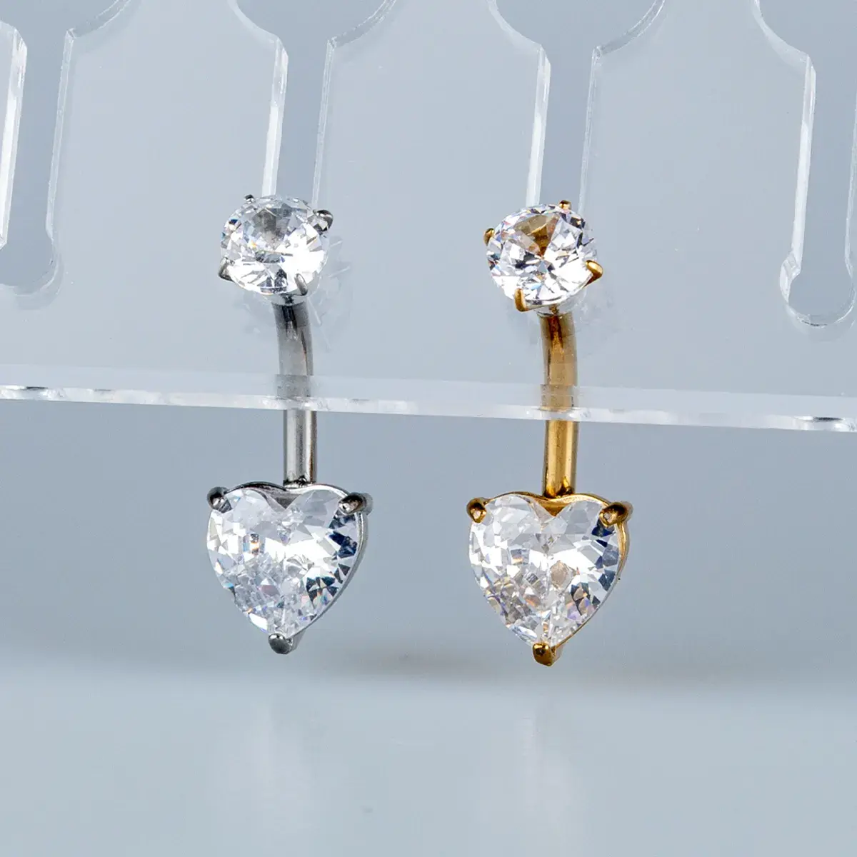 Toptan Piercing 316L Cerrahi Çelik Tektaş Kalp Göbek Vos Etnik Takı Beyaz
