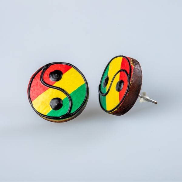 Wooden Earring Yin Yang