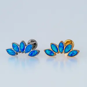 Piercing G23 Titanyum Tragus Opal Lotus Sarı 8mm