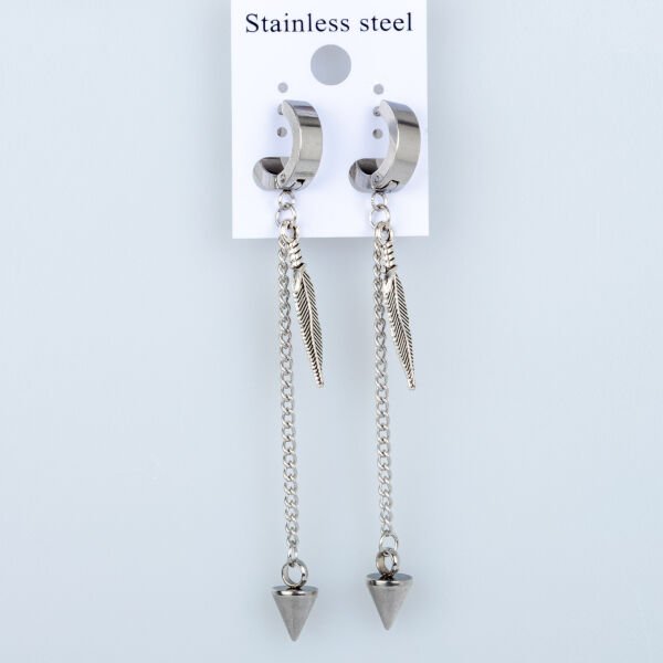 Steel Earring Leaf - Pair