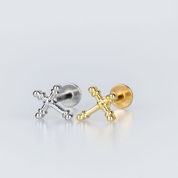 Piercing Tragus Haç Beyaz 8mm