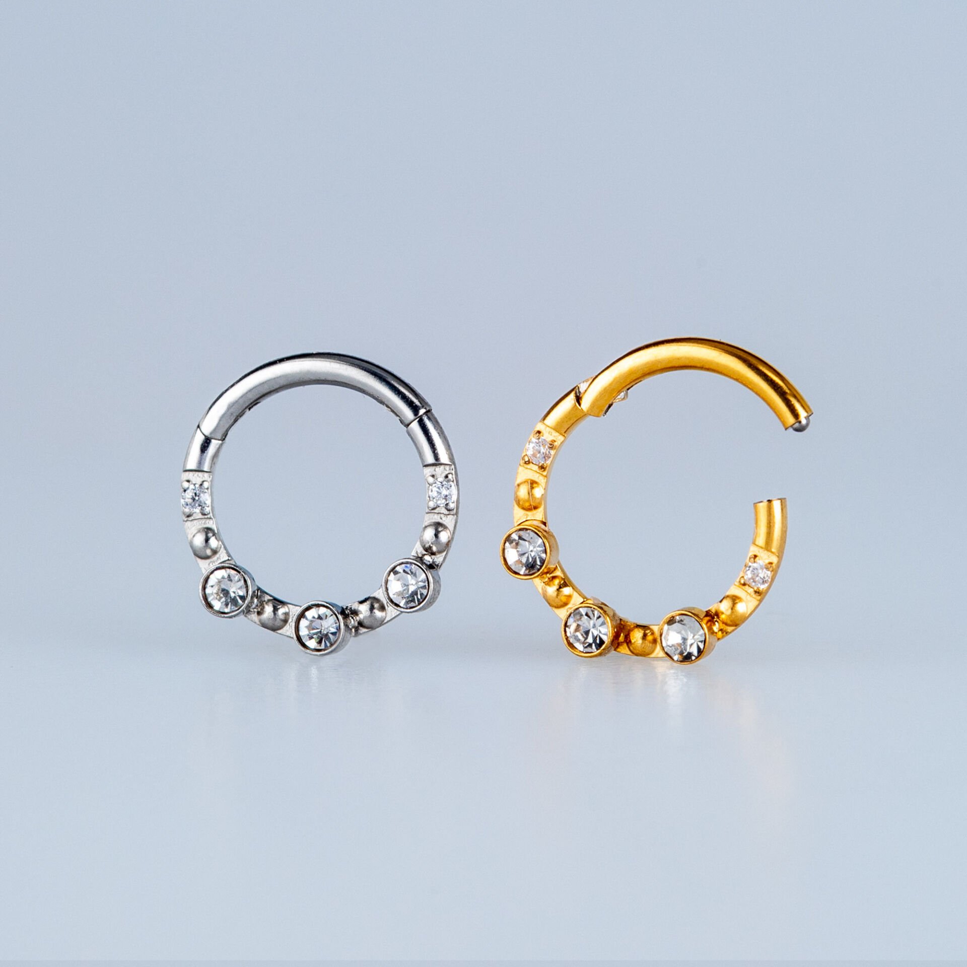 Piercing Çelik Halka Segment 3 Taş