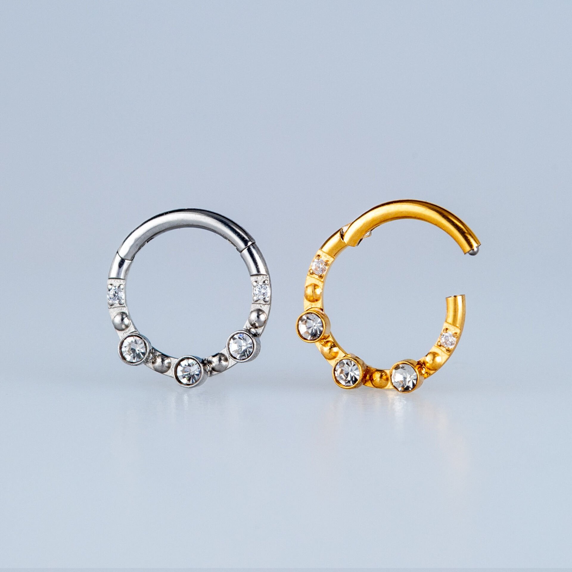 Piercing Çelik Halka Segment 3 Taş