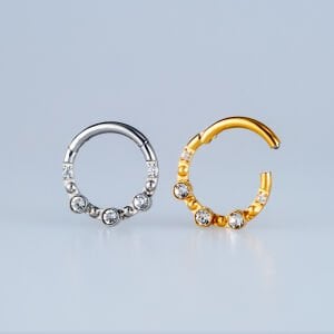 Piercing Çelik Halka Segment 3 Taş