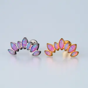 Piercing G23 Titanyum Tragus Opal Lotus Beyaz 8mm