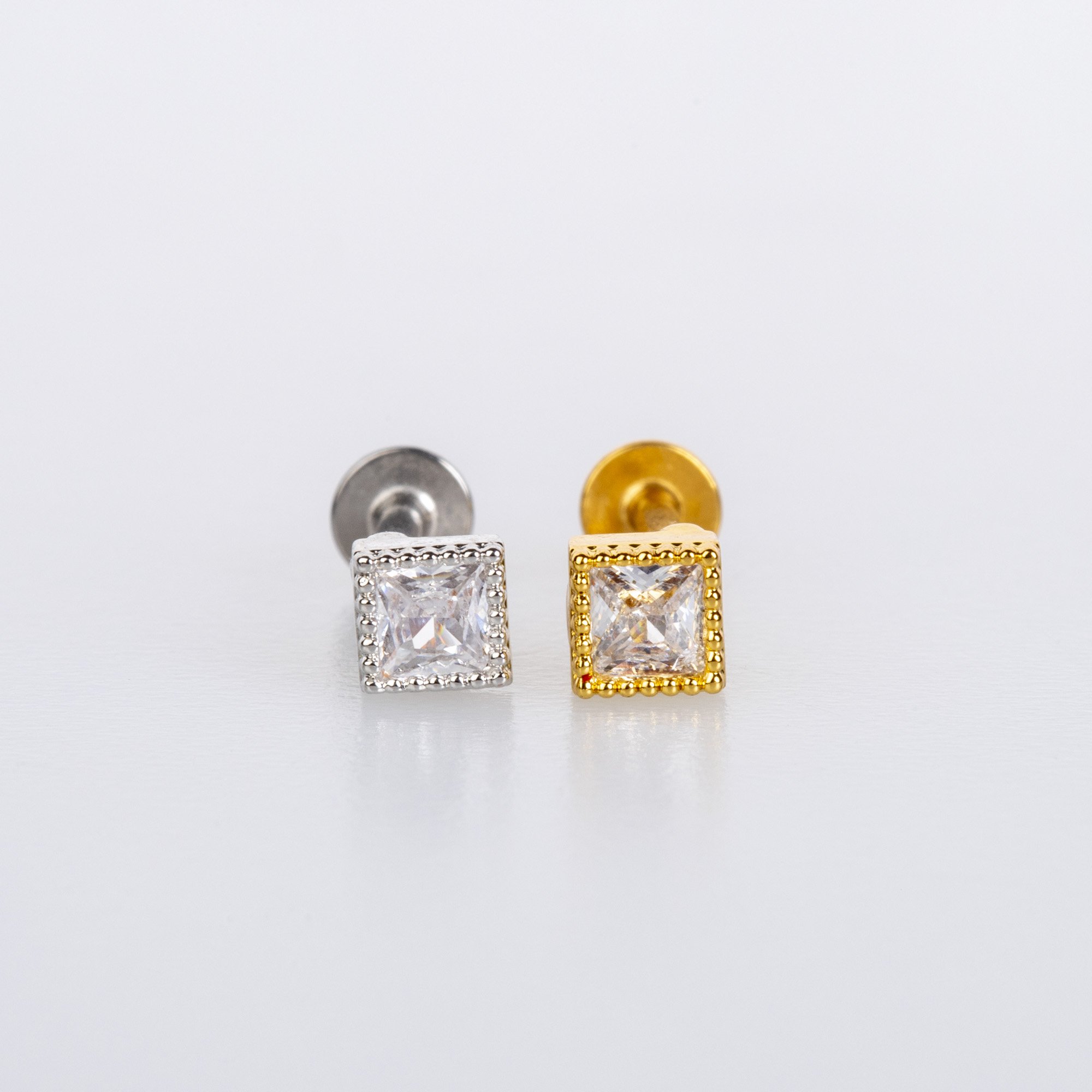 Piercing Tragus Kare Taş Sarı 6mm