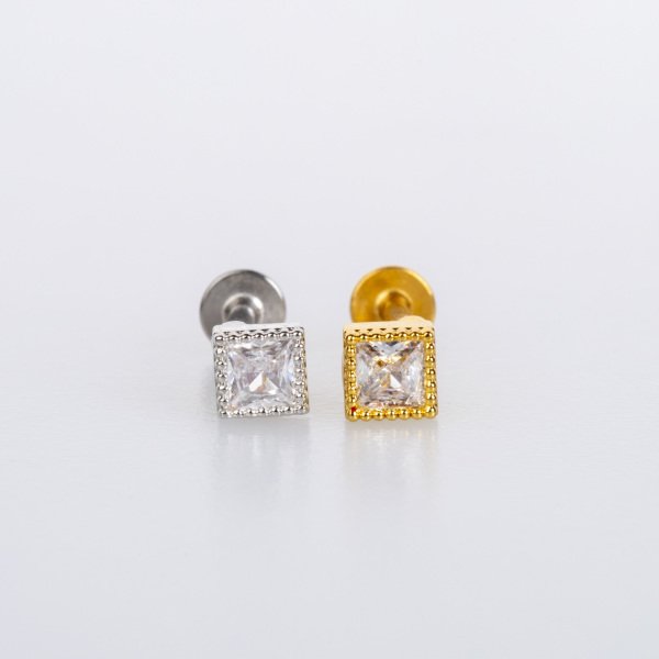 Piercing Tragus Kare Taş Sarı 6mm