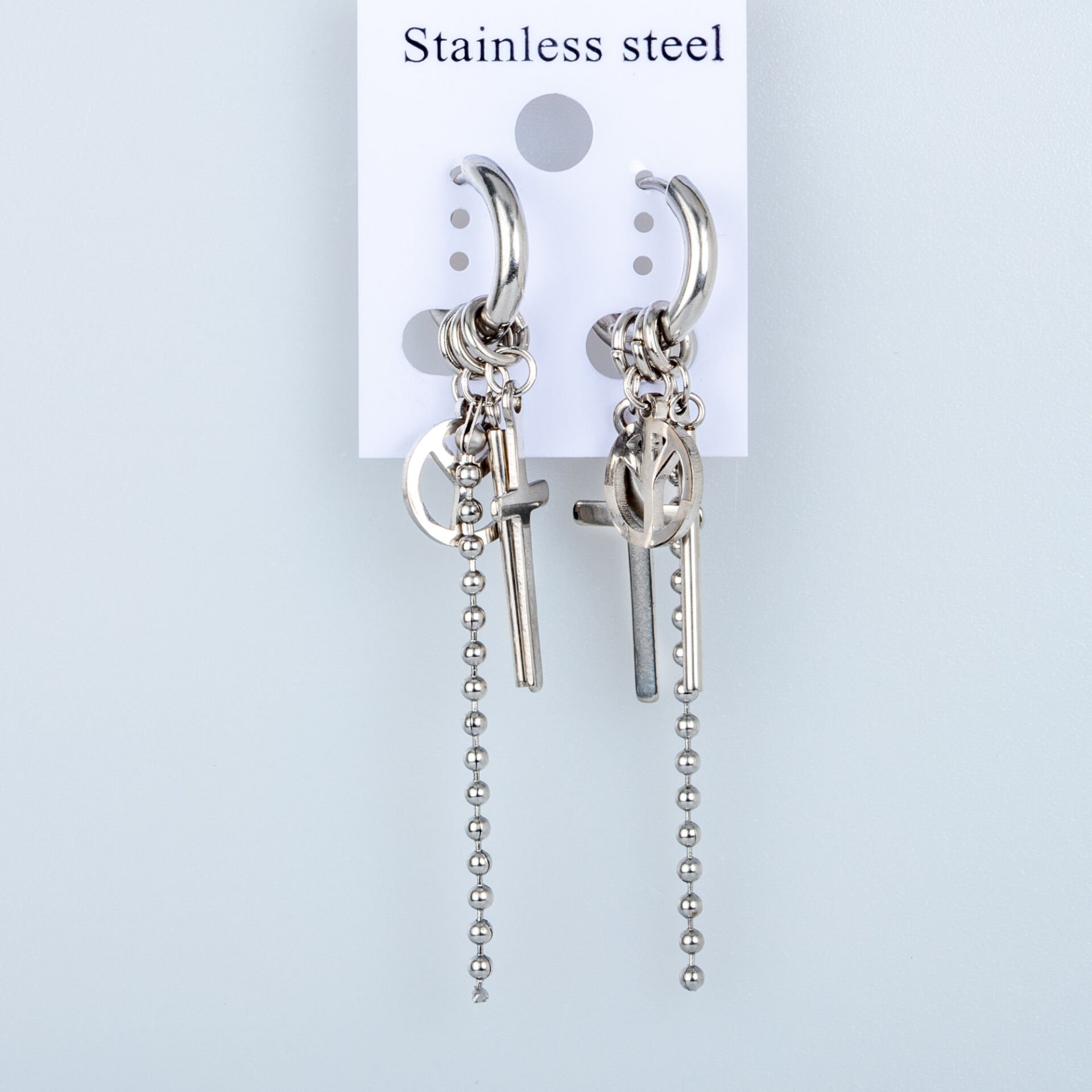 Steel Earring Cross - Pair